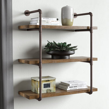 Asainti 3 Piece Rectangle Distressed Wood Tiered Shelf